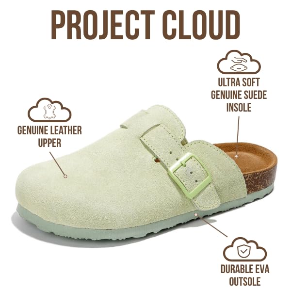 Zuecos de cuero para mujer Benton de Project Cloud: espuma viscoelástica y soporte 
