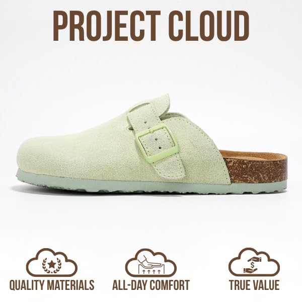 Zuecos de cuero para mujer Benton de Project Cloud: espuma viscoelástica y soporte 