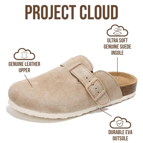 Zuecos de cuero para mujer Benton de Project Cloud: espuma viscoelástica y soporte 
