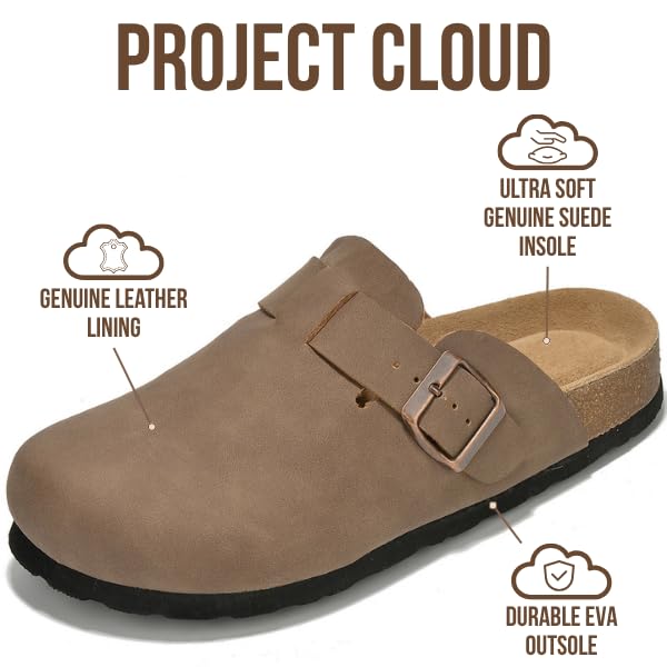 Zuecos de cuero para mujer Benton de Project Cloud: espuma viscoelástica y soporte 
