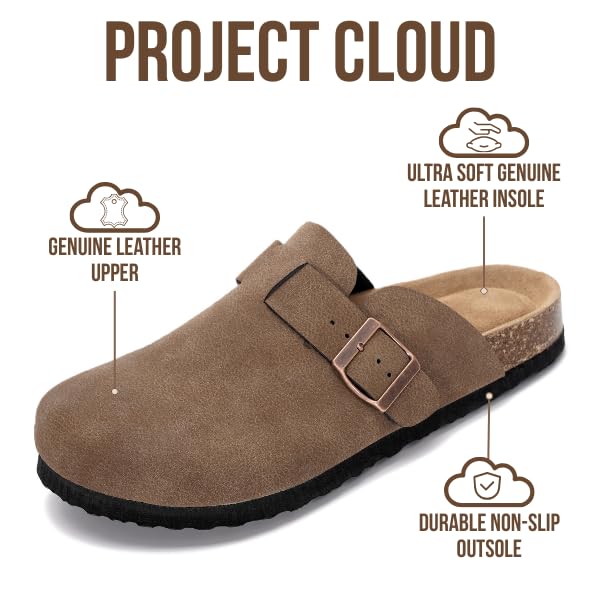 Project Cloud Women's | Genuine Suede Footbed Clogs | ProjectPlush | Lightweight | Non-Slip - Benton - Project Cloud - Clogs -Shop Project Cloud premium footwear Now!