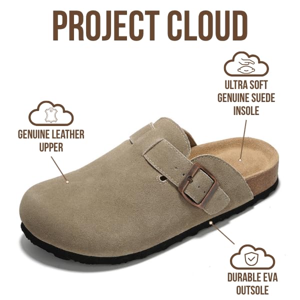 Zuecos de cuero para mujer Benton de Project Cloud: espuma viscoelástica y soporte 