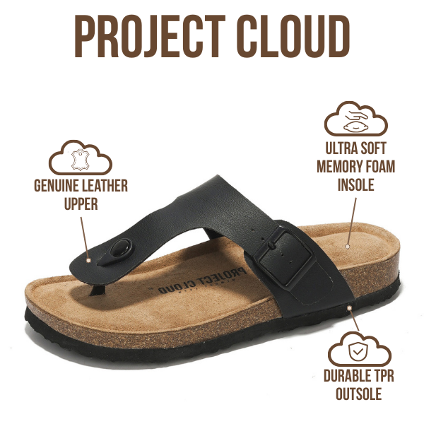 Sandalias de piel Britani de Project Cloud: piel auténtica, espuma viscoelástica 