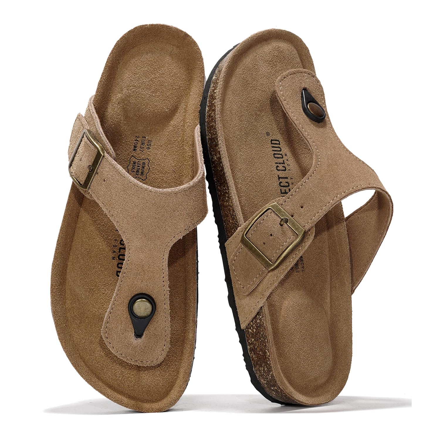un3d 【美品】 THONG FLAT SANDAL 37 Project Cloud Women's | 100% Genuine Leather Thong Sandals | Water