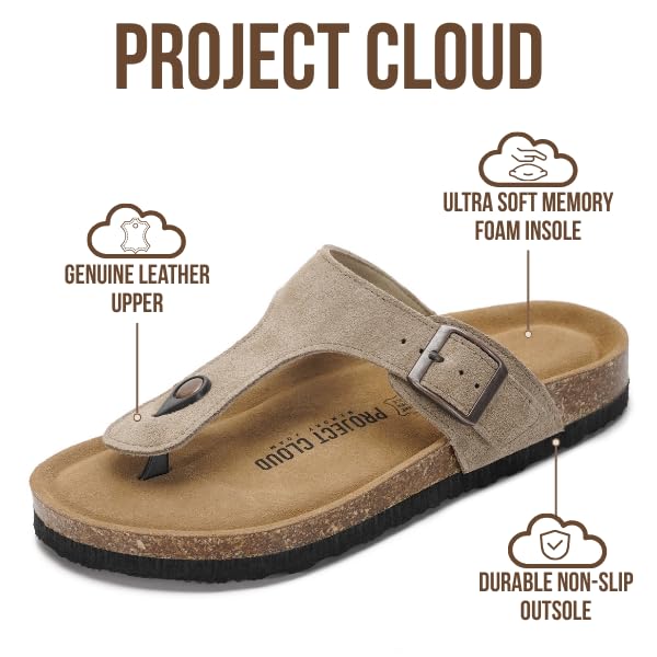 Project Cloud Women's | 100% Genuine Leather Thong Sandals | Water Resistant | Lightweight | Non-Slip - Britani