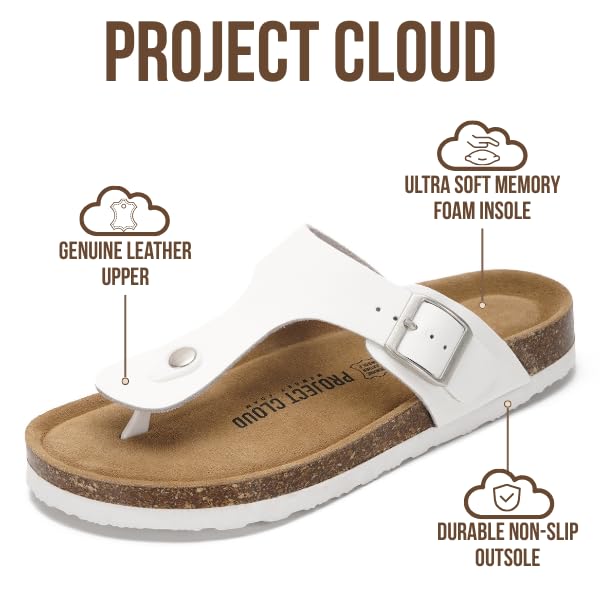 Project Cloud Women's | 100% Genuine Leather Thong Sandals | Water Resistant | Lightweight | Non-Slip - Britani