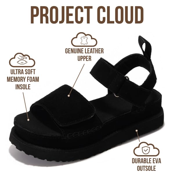 Project Cloud | "Bronzestar" Platform Sandals | Genuine Leather | Memory Foam | Lightweight | Non-Slip