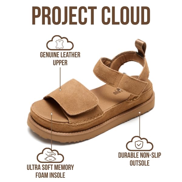 Project Cloud Women's | Genuine Leather Platform Sandals | Memory Foam | Lightweight | Non-Slip - Bronzestar - Project Cloud - Sandals -Shop Project Cloud premium footwear Now!