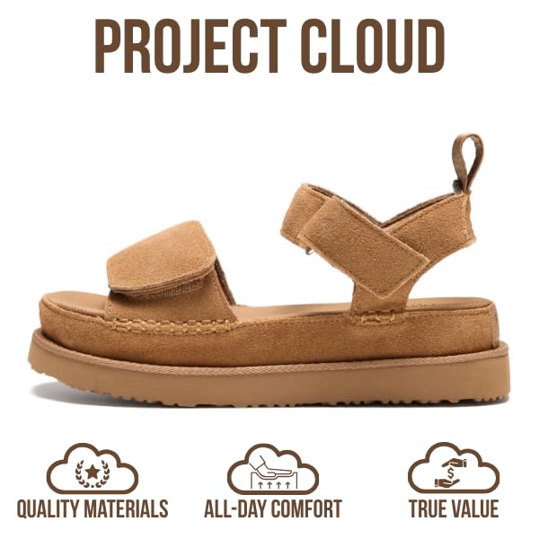 Project Cloud Women's | Genuine Leather Platform Sandals | Memory Foam | Lightweight | Non-Slip - Bronzestar - Project Cloud - Sandals -Shop Project Cloud premium footwear Now!