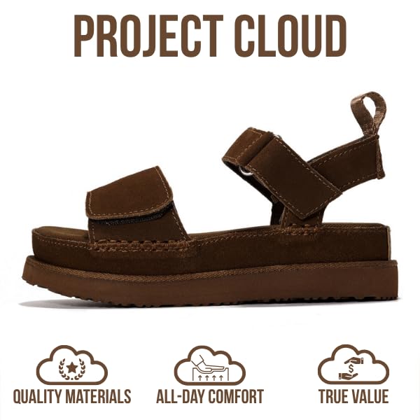 Project Cloud | "Bronzestar" Platform Sandals | Genuine Leather | Memory Foam | Lightweight | Non-Slip