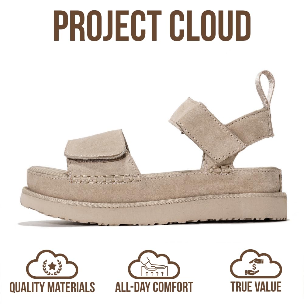 Project Cloud Women's | Genuine Leather Platform Sandals | Memory Foam | Lightweight | Non-Slip - Bronzestar - Project Cloud - Sandals -Shop Project Cloud premium footwear Now!