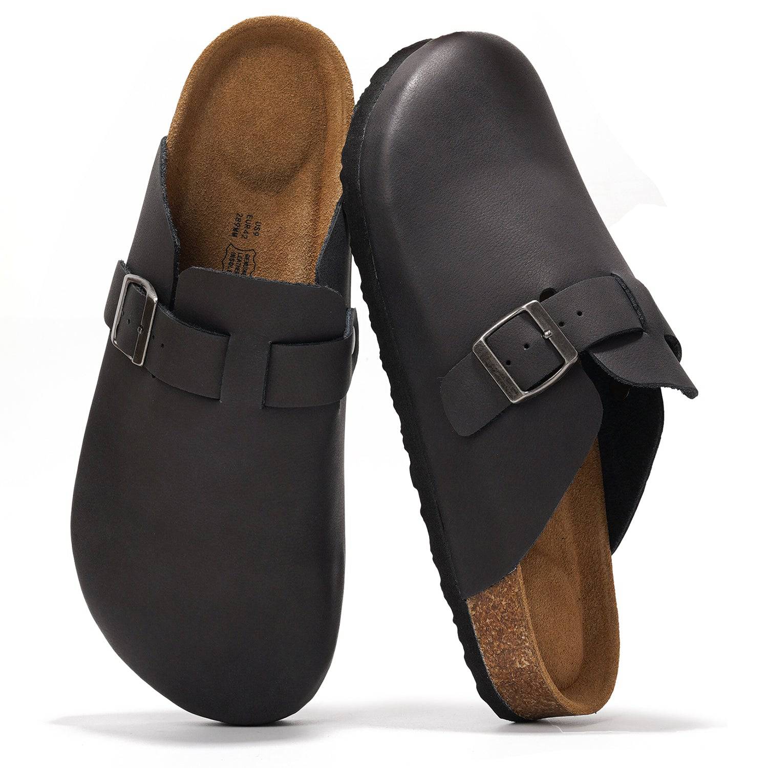 Full Grain Leather Memory Foam Men's Clogs | Arch Support