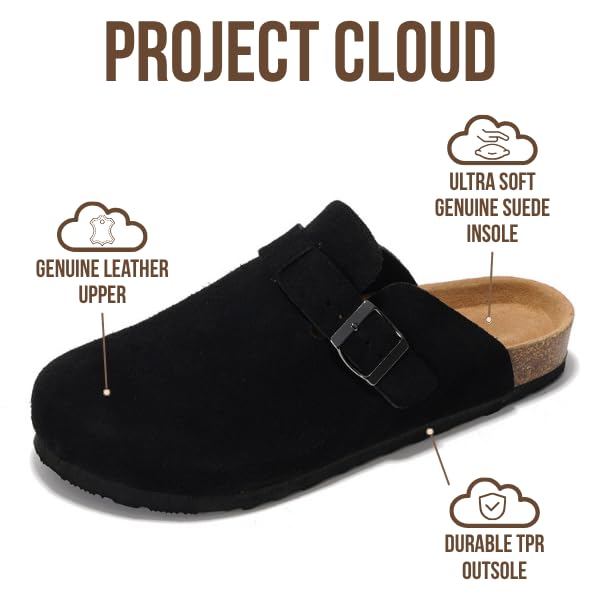 Project Cloud | "Brooklyn" 100% Genuine Full Grain Leather Slippers for Men | Memory Foam | Non-Slip