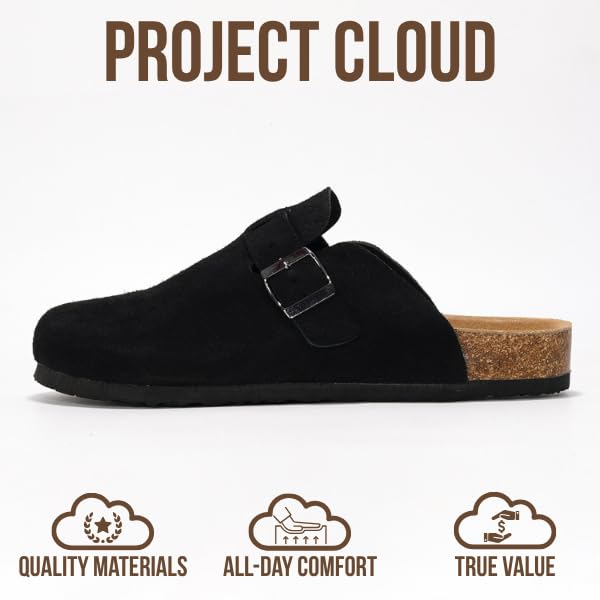 Project Cloud | "Brooklyn" 100% Genuine Full Grain Leather Slippers for Men | Memory Foam | Non-Slip