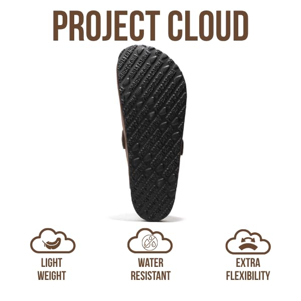 Project Cloud | "Brooklyn" 100% Genuine Full Grain Leather Slippers for Men | Memory Foam | Non-Slip