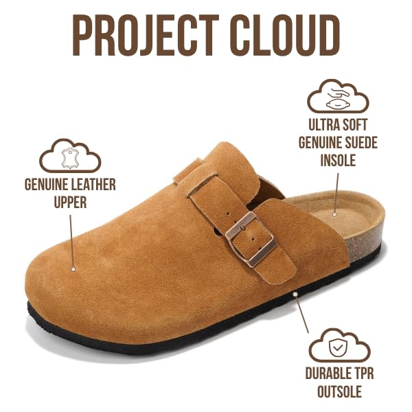 Project Cloud | "Brooklyn" 100% Genuine Full Grain Leather Slippers for Men | Memory Foam | Non-Slip