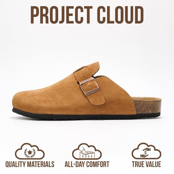Project Cloud | "Brooklyn" 100% Genuine Full Grain Leather Slippers for Men | Memory Foam | Non-Slip