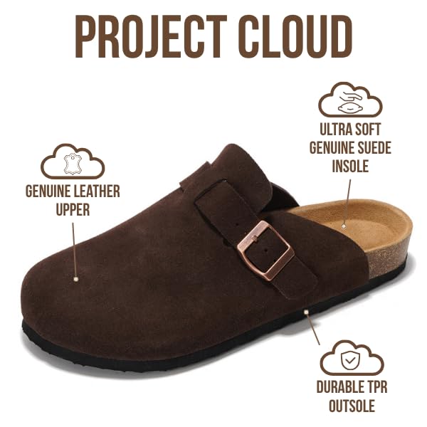 Project Cloud | "Brooklyn" 100% Genuine Full Grain Leather Slippers for Men | Memory Foam | Non-Slip