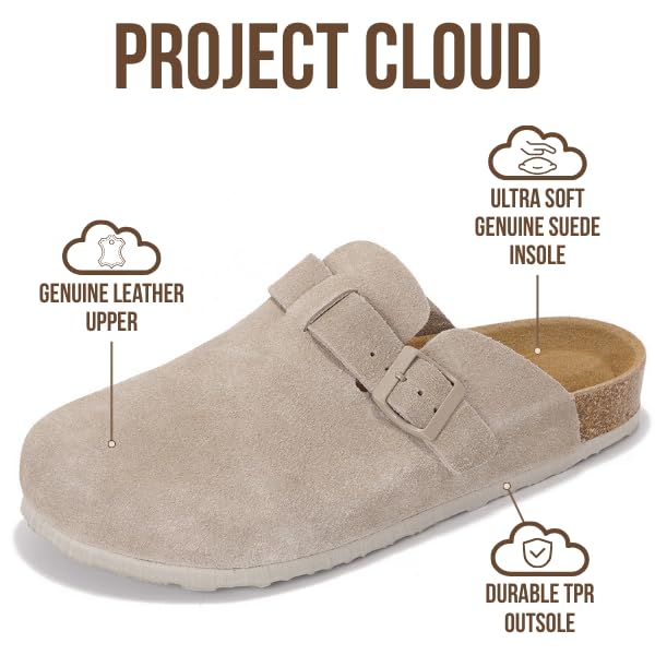 Project Cloud | "Brooklyn" 100% Genuine Full Grain Leather Slippers for Men | Memory Foam | Non-Slip