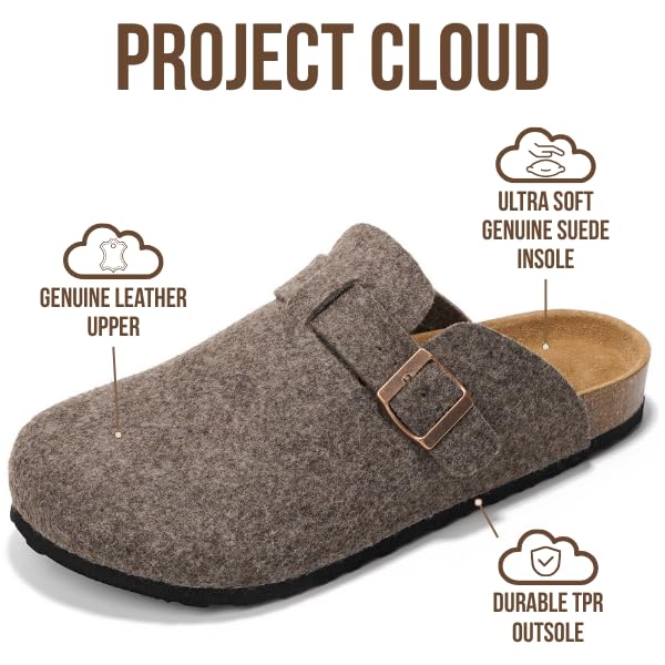 Project Cloud | "Brooklyn" 100% Genuine Full Grain Leather Slippers for Men | Memory Foam | Non-Slip