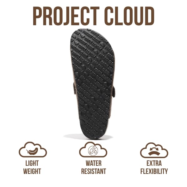 Project Cloud | "Brooklyn" 100% Genuine Full Grain Leather Slippers for Men | Memory Foam | Non-Slip