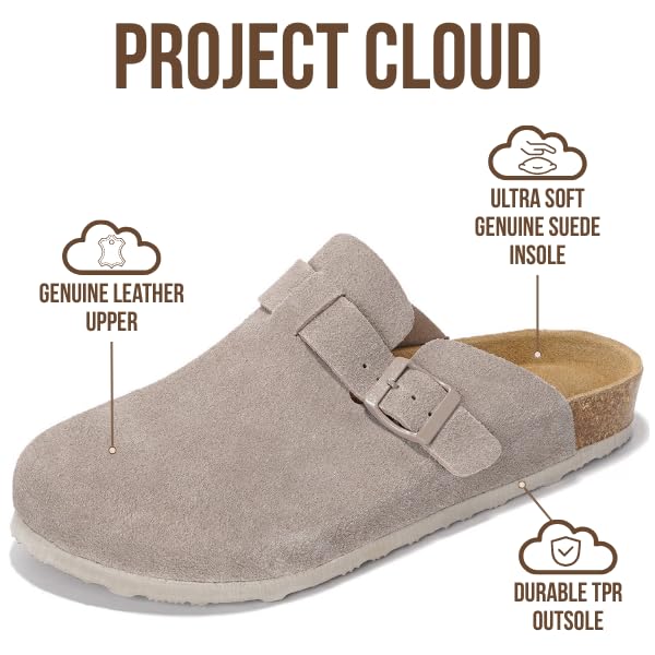 Project Cloud | "Brooklyn" 100% Genuine Full Grain Leather Slippers for Men | Memory Foam | Non-Slip