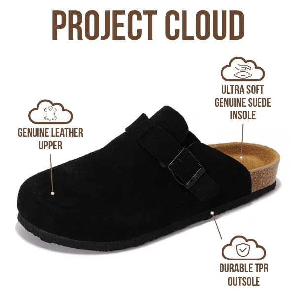 Project Cloud | "Brooklyn" 100% Genuine Full Grain Leather Slippers for Men | Memory Foam | Non-Slip