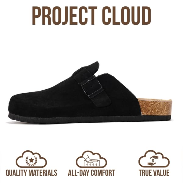 Project Cloud | "Brooklyn" 100% Genuine Full Grain Leather Slippers for Men | Memory Foam | Non-Slip
