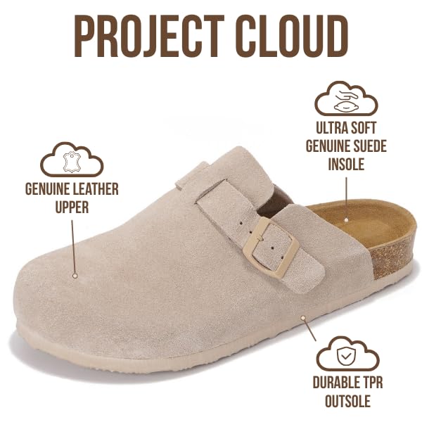 Project Cloud | "Brooklyn" 100% Genuine Full Grain Leather Slippers for Men | Memory Foam | Non-Slip