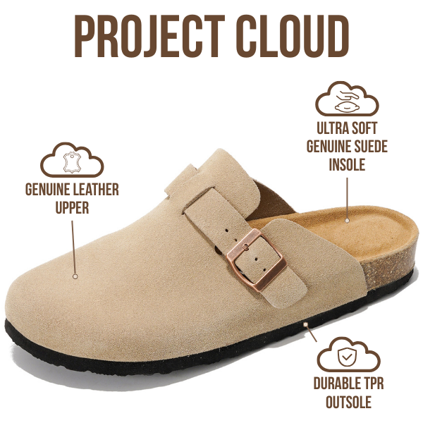 Project Cloud | "Brooklyn" 100% Genuine Full Grain Leather Slippers for Men | Memory Foam | Non-Slip