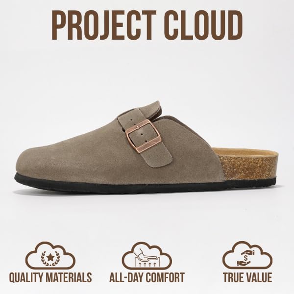 Project Cloud | "Brooklyn" 100% Genuine Full Grain Leather Slippers for Men | Memory Foam | Non-Slip