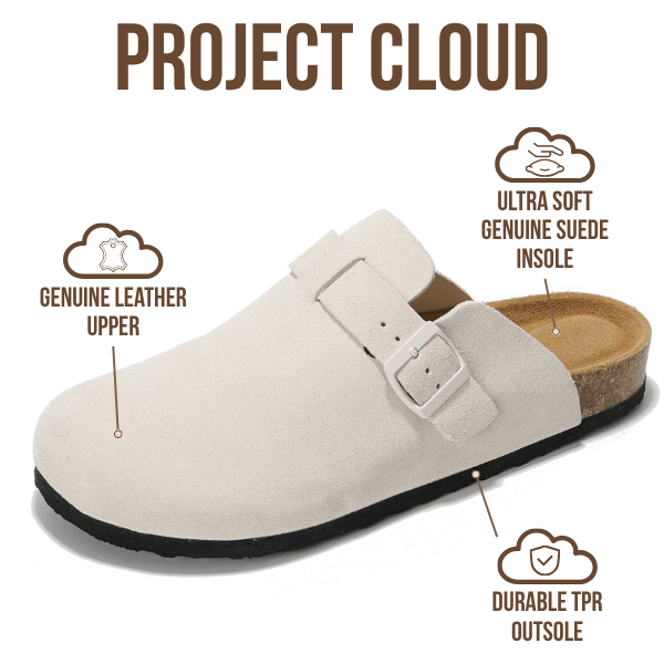 Project Cloud | "Brooklyn" 100% Genuine Full Grain Leather Slippers for Men | Memory Foam | Non-Slip