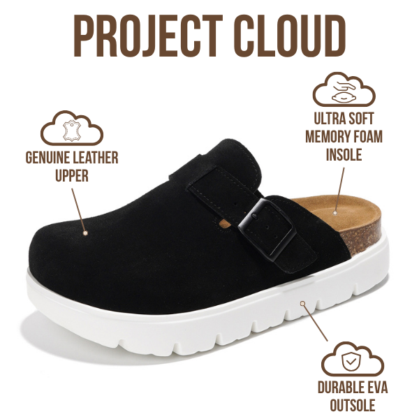 Project Cloud | "Benton Chunky" Women Clogs | Genuine Leather | Arch Support | ProjectPlush | Lightweight | Non-Slip