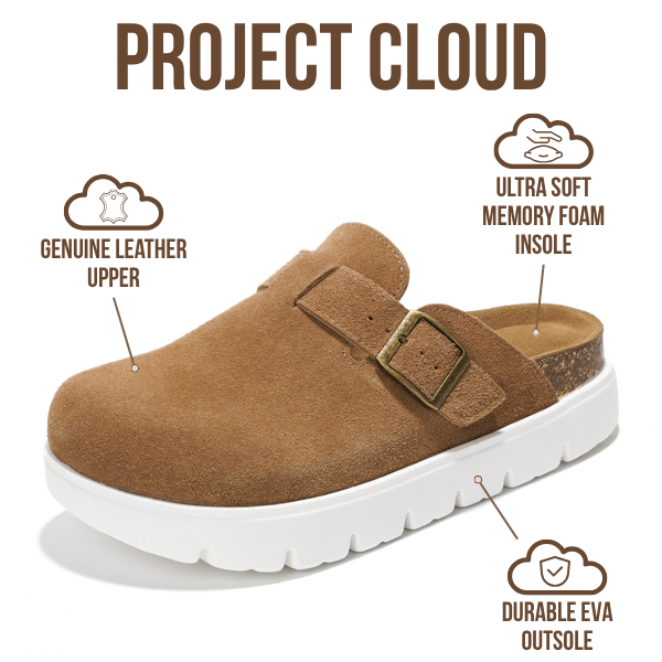Project Cloud | "Benton Chunky" Women Clogs | Genuine Leather | Arch Support | ProjectPlush | Lightweight | Non-Slip