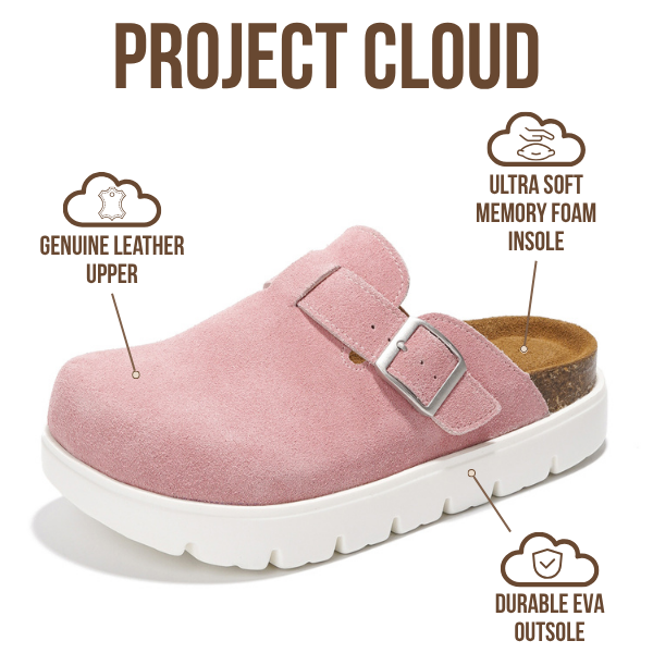 Project Cloud | "Benton Chunky" Women Clogs | Genuine Leather | Arch Support | ProjectPlush | Lightweight | Non-Slip