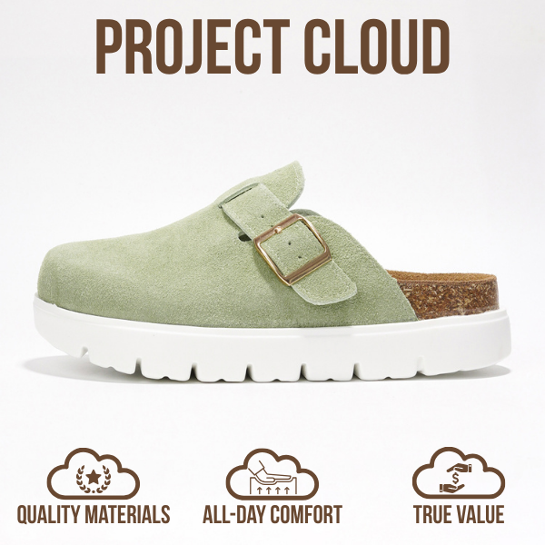 Project Cloud | "Benton Chunky" Women Clogs | Genuine Leather | Arch Support | ProjectPlush | Lightweight | Non-Slip