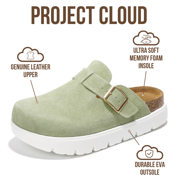 Project Cloud | "Benton Chunky" Women Clogs | Genuine Leather | Arch Support | ProjectPlush | Lightweight | Non-Slip