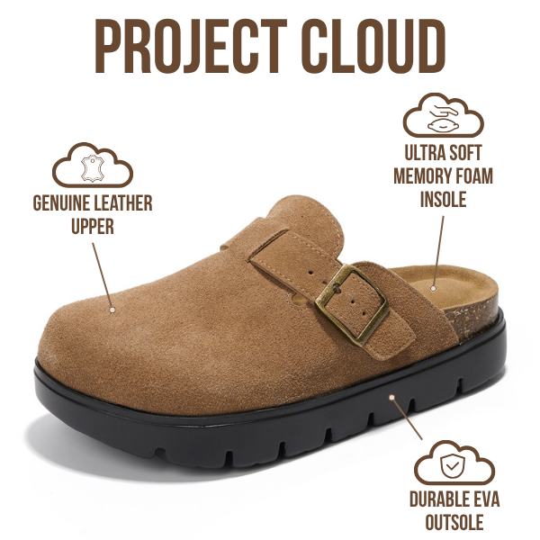 Project Cloud | "Benton Chunky" Women Clogs | Genuine Leather | Arch Support | ProjectPlush | Lightweight | Non-Slip