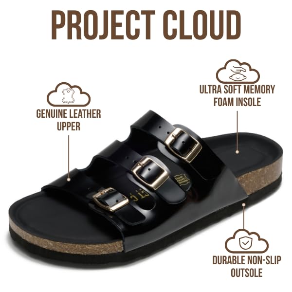 Project Cloud Women's | Genuine Leather Sandals | ProjectPlush™ Memory Foam | Non-Slip - Capri - Project Cloud - Sandals -Shop Project Cloud premium footwear Now!