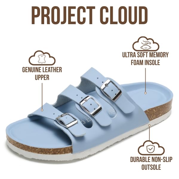 Project Cloud Women's | Genuine Leather Sandals | ProjectPlush™ Memory Foam | Non-Slip - Capri - Project Cloud - Sandals -Shop Project Cloud premium footwear Now!
