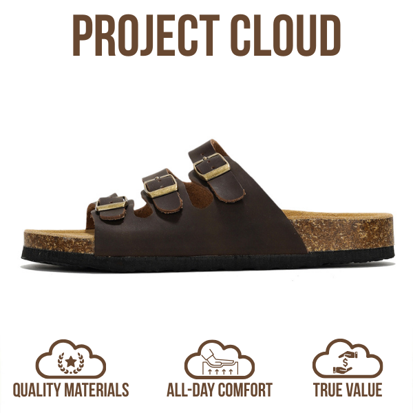 Project Cloud | "Capri" Genuine Leather Sandals | ProjectPlush™ Memory Foam Technology | Non-Slip