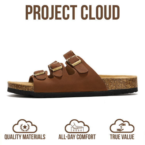 Project Cloud | "Capri" Genuine Leather Sandals | ProjectPlush™ Memory Foam Technology | Non-Slip