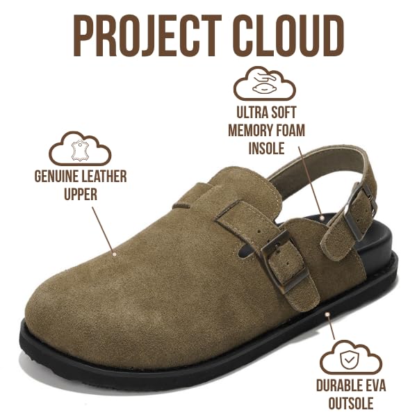 Project Cloud | "Cassey" Clogs for Women | Genuine Leather Upper | Memory Foam | Lightweight | Non-Slip
