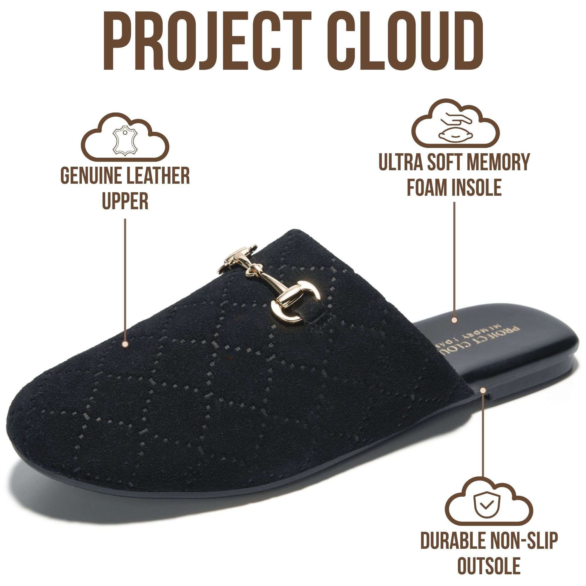 Project Cloud Women's | Horse Bit Mules | Memory Foam Insole | Lightweight | Non-Slip - Cassidy