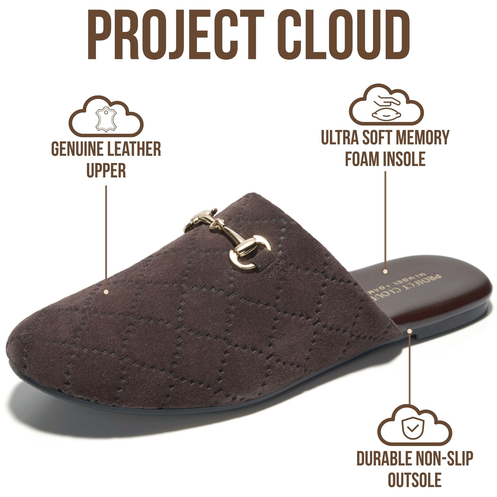 Project Cloud Women's | Horse Bit Mules | Memory Foam Insole | Lightweight | Non-Slip - Cassidy