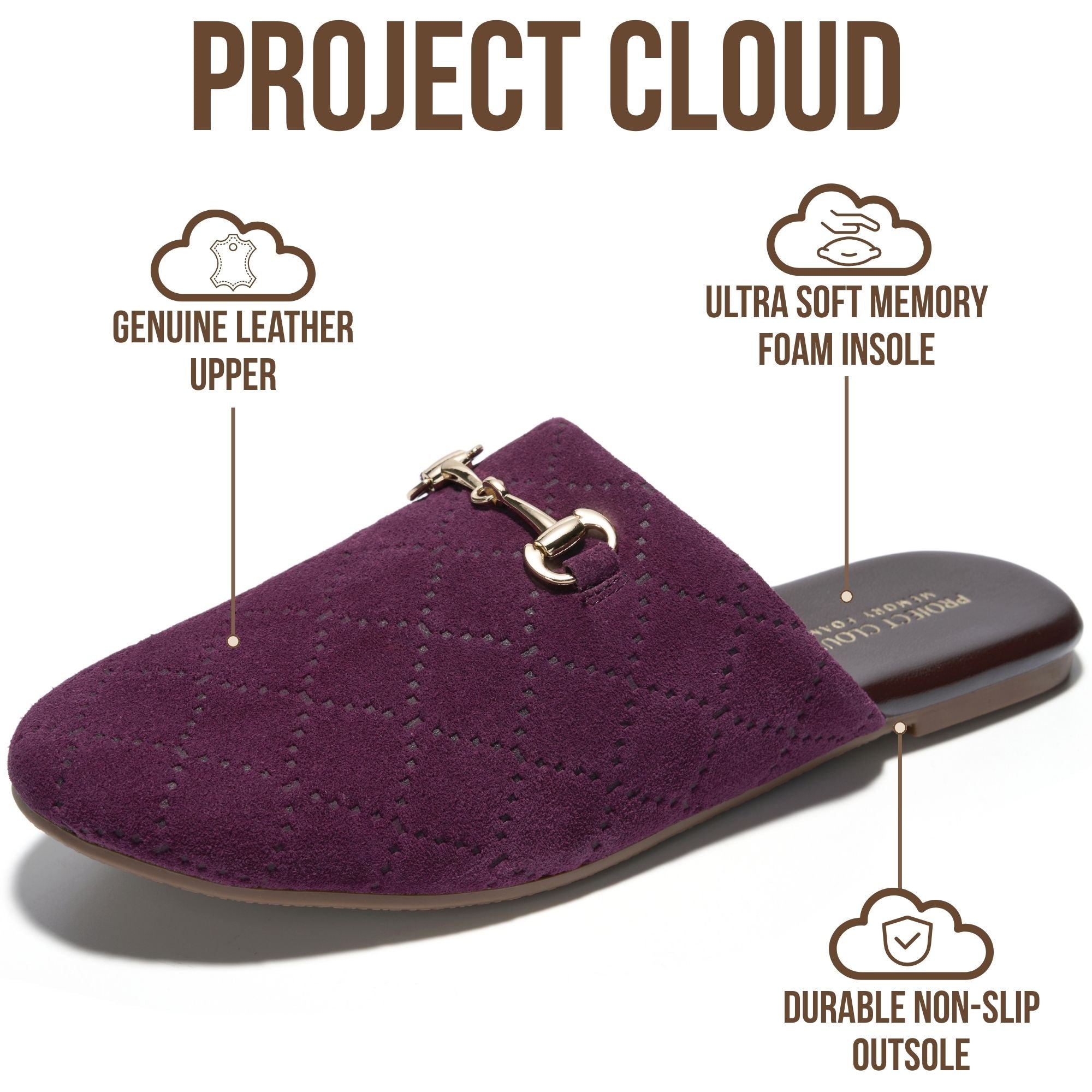 Project Cloud Women's | Horse Bit Mules | Memory Foam Insole | Lightweight | Non-Slip - Cassidy