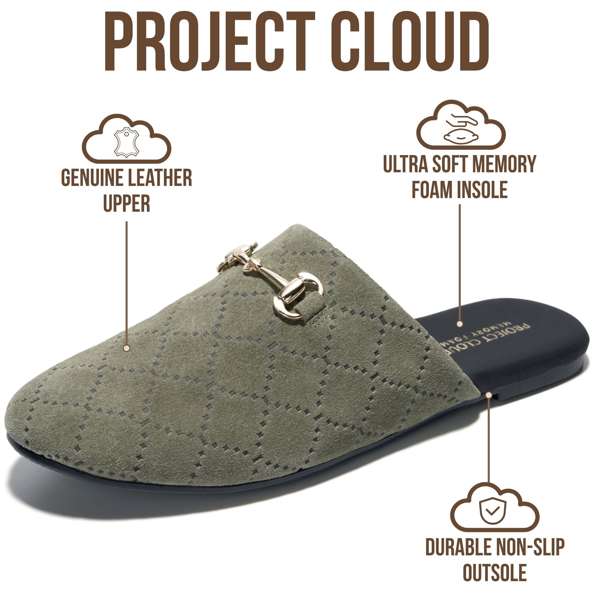 Project Cloud Women's | Horse Bit Mules | Memory Foam Insole | Lightweight | Non-Slip - Cassidy