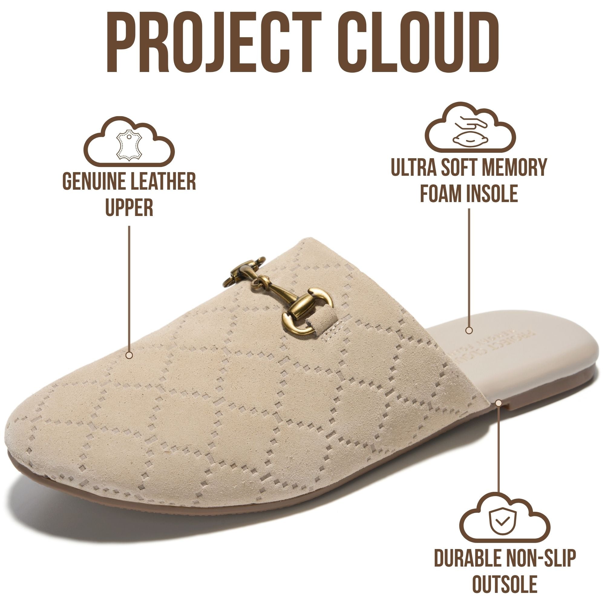 Project Cloud Women's | Horse Bit Mules | Memory Foam Insole | Lightweight | Non-Slip - Cassidy