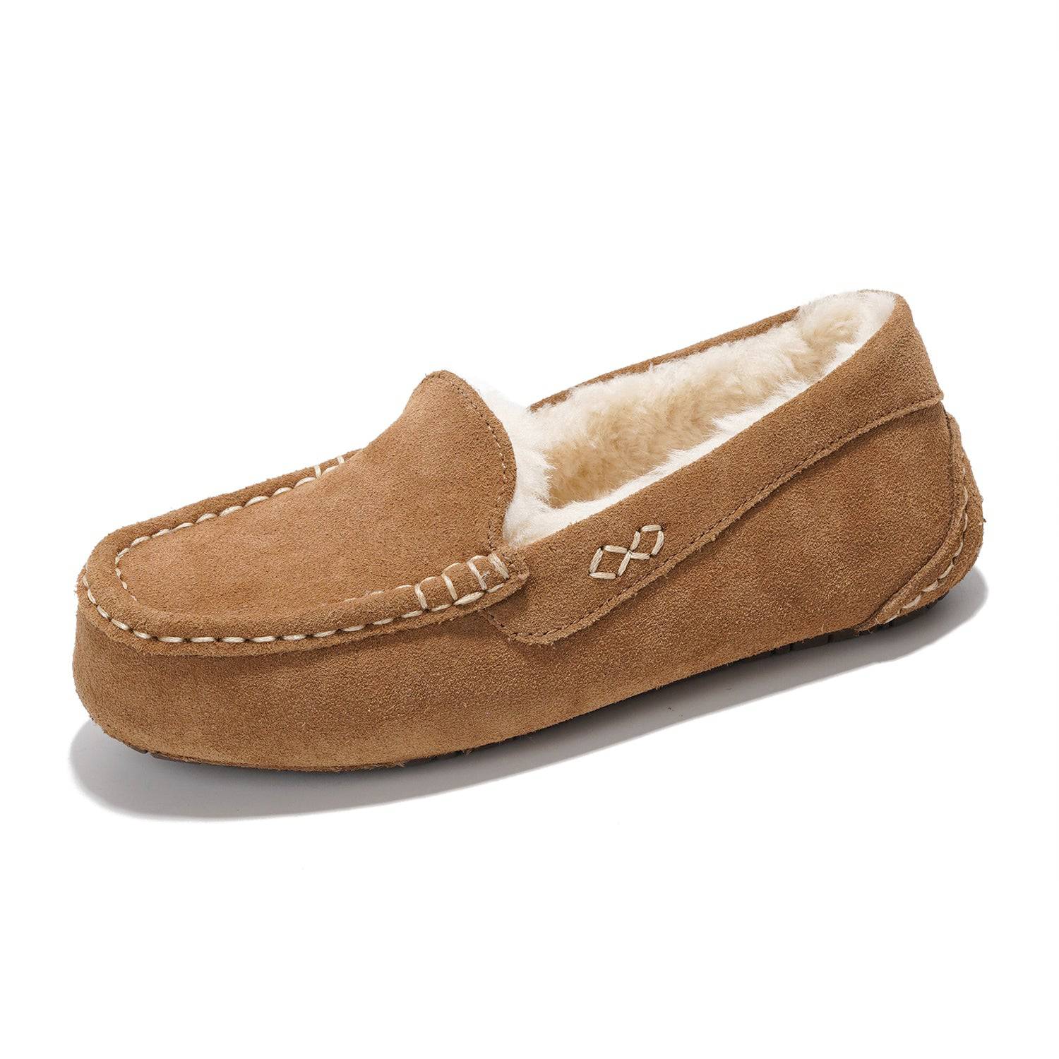 Project Cloud Women's Brown Cathi Loafers: Genuine suede exterior, faux fur lining, and memory foam for comfort.