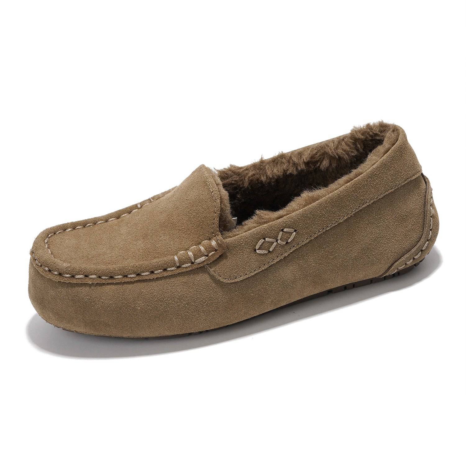 Project Cloud Women's Cathi Loafers in Brown. Genuine suede, faux fur lining, and memory foam for comfort and style.